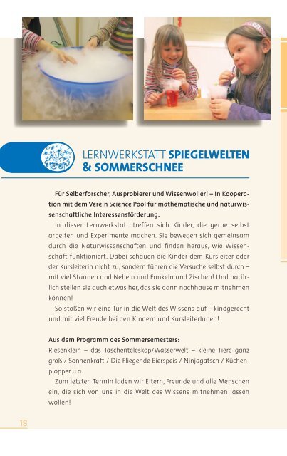 Wissensakademie Folder SS2013 - Wien - Kinderfreunde