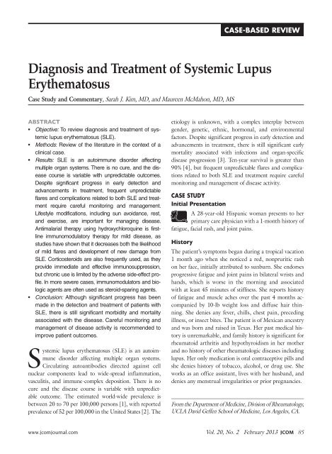 case study 76 systemic lupus erythematosus