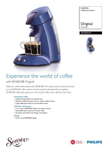 Afdrukken Darmen Tactiel gevoel HD7810/70 SENSEO® Coffee pod system - Philips