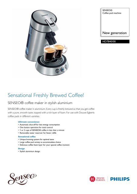 HD7840/00 SENSEO® Coffee pod machine - Philips