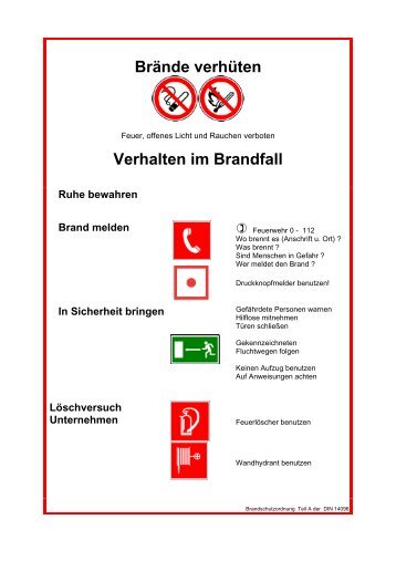 Brände verhüten Verhalten im Brandfall