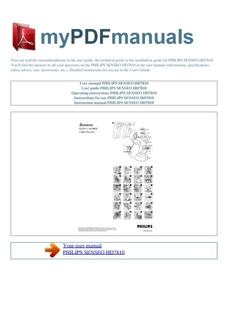 User manual PHILIPS SENSEO HD7810 - MY PDF MANUALS