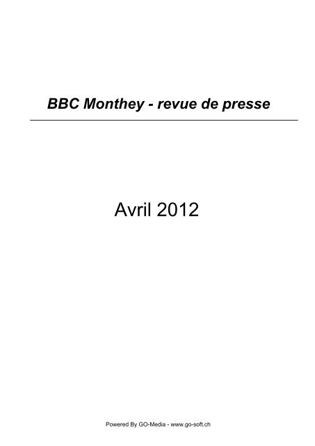 Avril 2012 - BBC Monthey