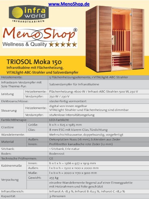 INFRAROTKABINE TRIOSOL MOKA 150