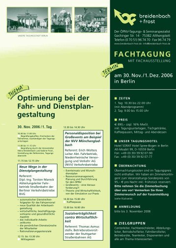 FACHTAGUNG Optimierung bei der Fahr- und Dienstplan - Mentz ...