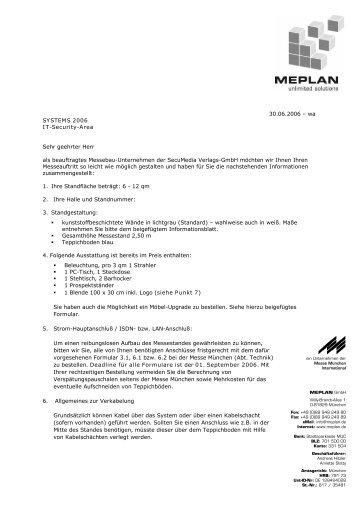 30.06.2006 âwa SYSTEMS 2006 IT-Security-Area ... - Meplan GmbH