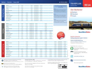 Fahrplan herunterladen - NordWestBahn