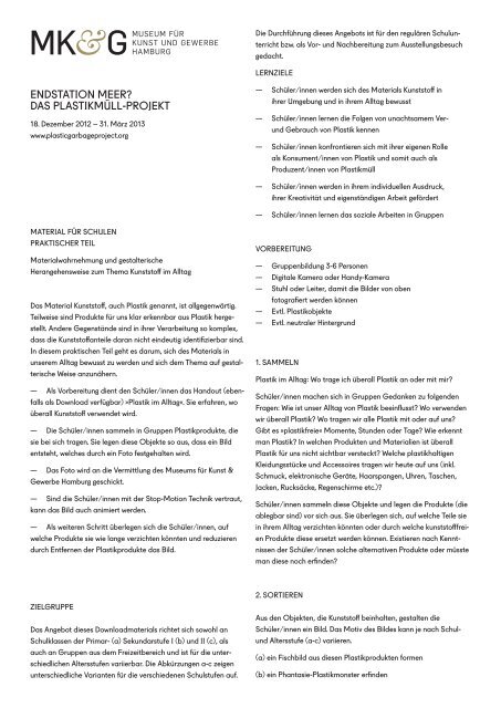 Praktischer Teil Pdf Endstation Meer Das Plastikmull Projekt