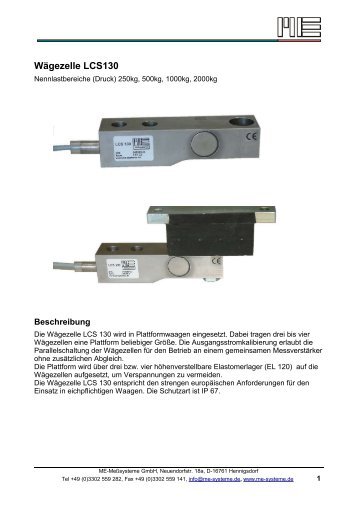 Wägezelle LCS130 - ME-Meßsysteme GmbH