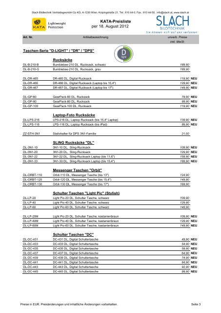 Preisliste (107 KB) - Slach