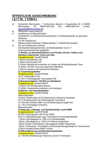 ÖFFENTLICHE AUSSCHREIBUNG - Gemeinde Merchweiler