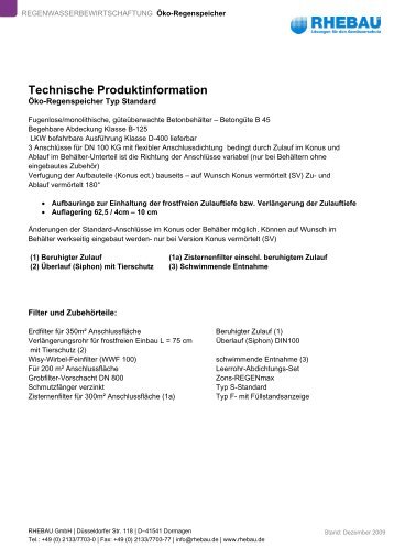 Technische Produktinformation - Rhebau GmbH