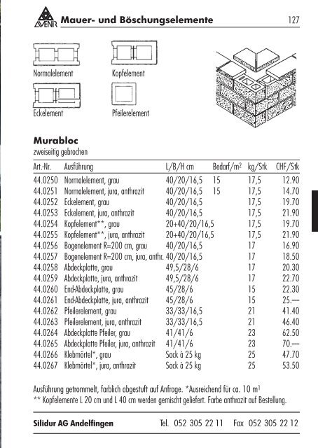 Gesamtpreisliste (PDF) - Die Silidur AG