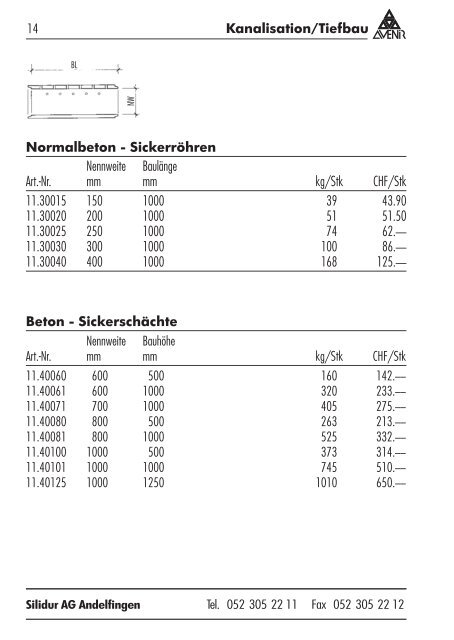 Gesamtpreisliste (PDF) - Die Silidur AG