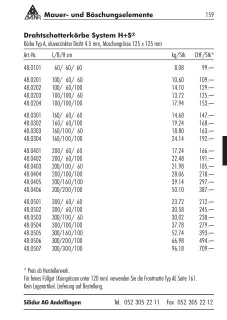 Gesamtpreisliste (PDF) - Die Silidur AG