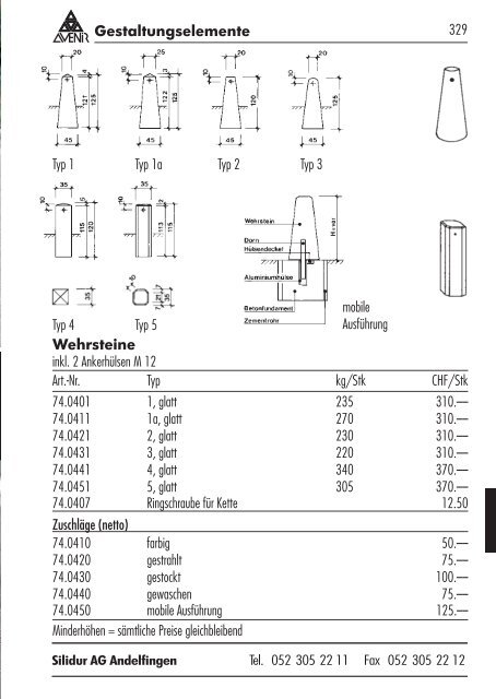 Gesamtpreisliste (PDF) - Die Silidur AG