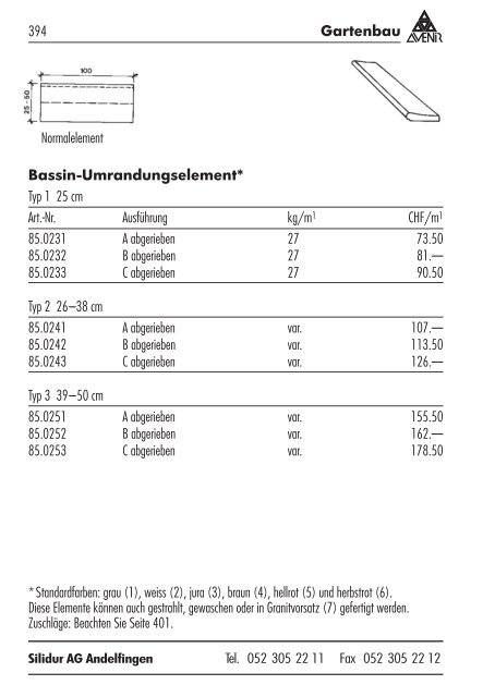 Gesamtpreisliste (PDF) - Die Silidur AG