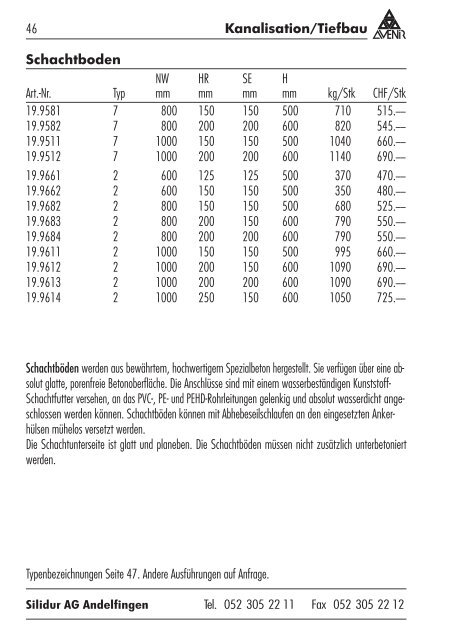 Gesamtpreisliste (PDF) - Die Silidur AG