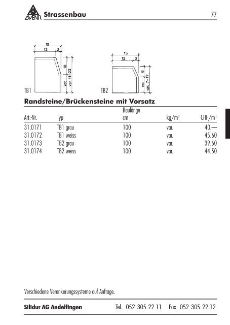 Gesamtpreisliste (PDF) - Die Silidur AG