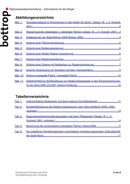 Regenwasserbewirtschaftung Informationen für den Bürger - Bottrop