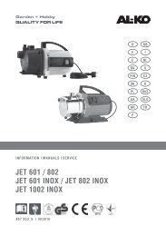 JET 601 / 802 JET 601 INOX / JET 802 INOX JET 1002 INOX