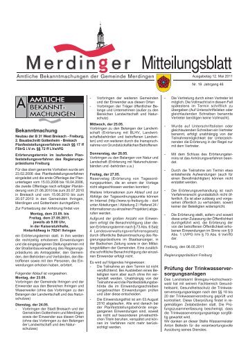 Ausgabe 19 des Gemeindeblatt vom 12.05.11 - Merdingen