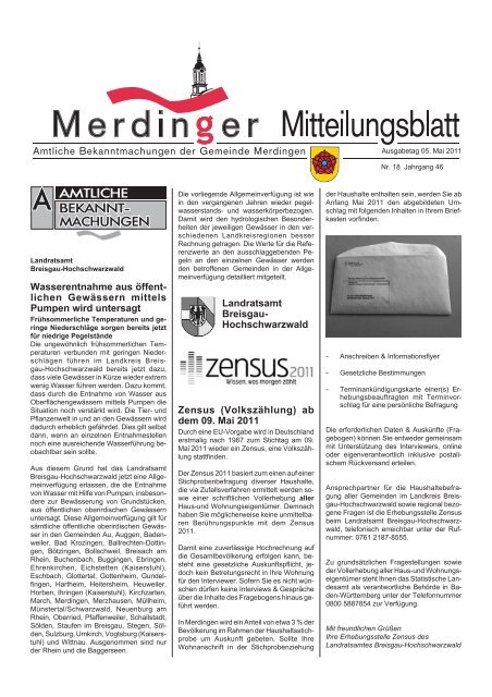 Ausgabe 18 des Gemeindeblatt vom 05.05.11 - Merdingen