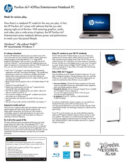 Hp Pavilion Data Sheet Abt