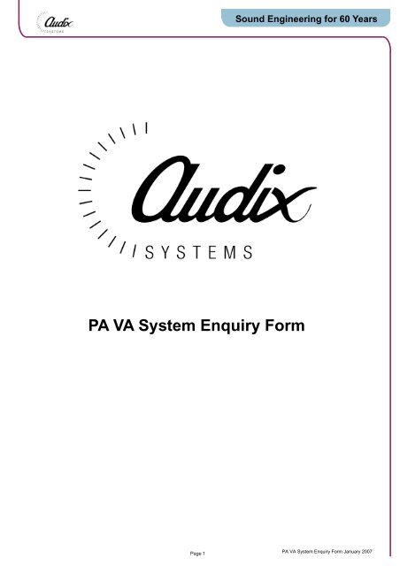 Pava Recording Form.pdf PAVA System Enquiry Form - control Equipment Ltd.