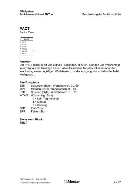 Technische Dokumentation FMTool Funktionsmodul Handbuch