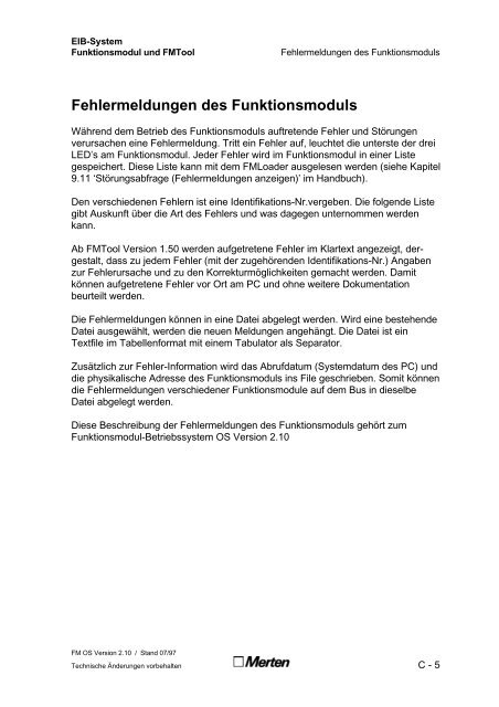 Technische Dokumentation FMTool Funktionsmodul Handbuch