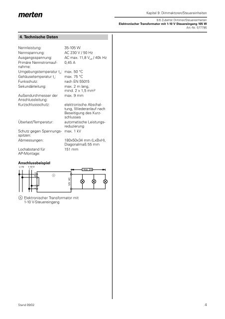 Elektronischer Transformator mit 1-10 V Steuereingang 105 W ...