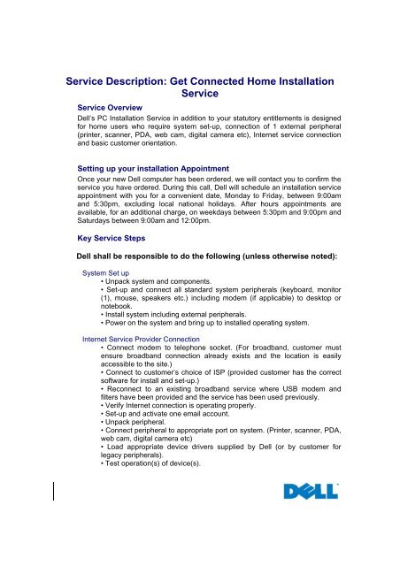 Service Description: Get Connected Home Installation Service - Dell