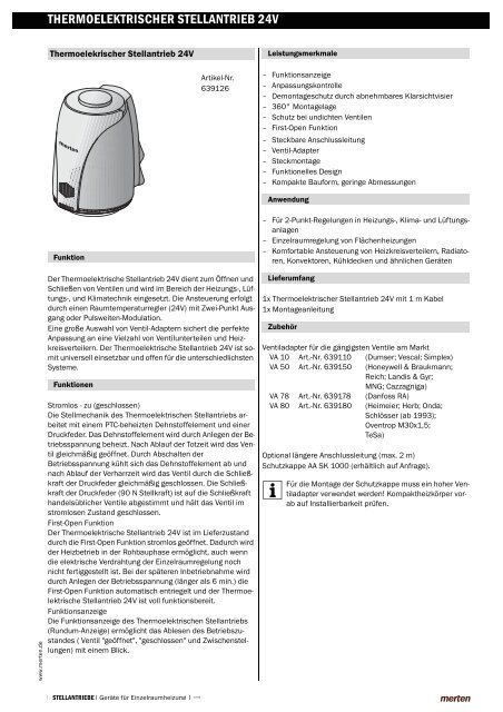 THERMOELEKTRISCHER STELLANTRIEB 24V