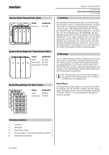 621399 System Basis Tastereinsatz 4fach