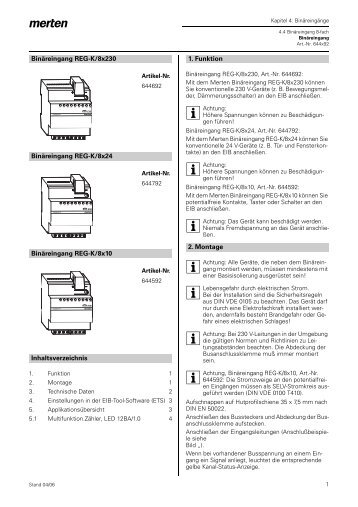 Binäreingang REG-K/8x230 Binäreingang REG-K/8x24 ...