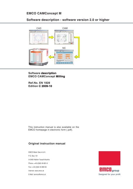 CAMConcept Mill English - Emco Maier GmbH CAMConcept Mill English - Emco Maier GmbH