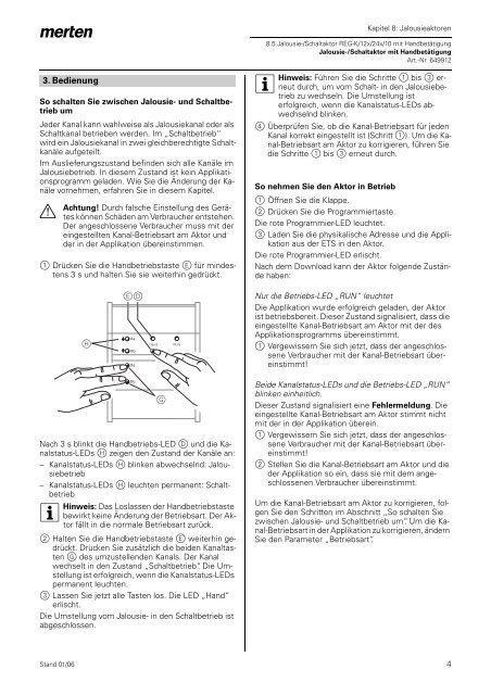 Jalousie-/Schaltaktor REG-K/12x/24x/10 mit Handbetätigung ...