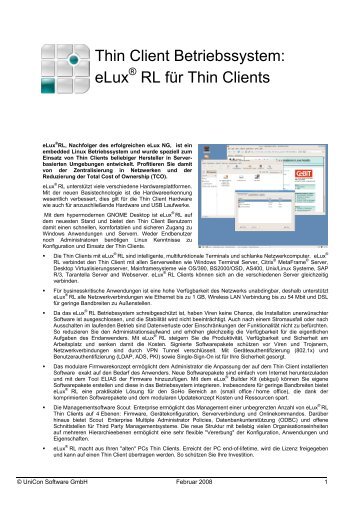 Thin Client Betriebssystem: eLux RL für Thin Clients