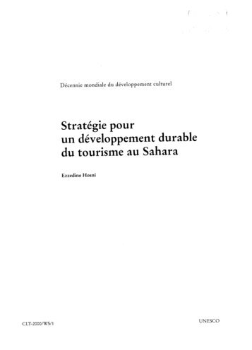 Stratégie pour un développement durable du tourisme au Sahara ...