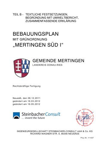 Bebauungsplan Mertingen Süd I - Textteil