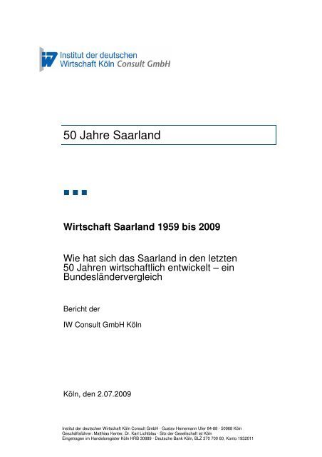 Wirtschaft Saarland 1959 bis 2009
