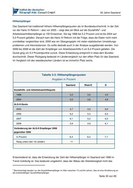 Wirtschaft Saarland 1959 bis 2009