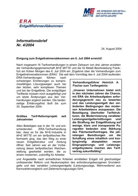 ERA-Informationsbrief Nr. 4/2004 - Verband der Metall