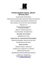 FÃ¶rderangebote Sparte âMusikâ 2010 bis 2012 - Meschede