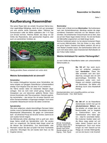 Kaufberatung Rasenmäher (Mein EigenHeim-PDF)