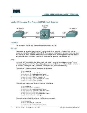 Lab 3.10.1 Spanning-Tree Protocol (STP) Default Behavior