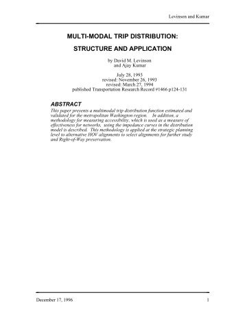 multi-modal trip distribution: structure and application