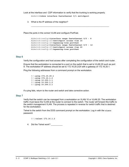 Lab 4.3.1 Inter-VLAN Routing with an External Router