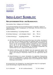 INDU-LIGHT SUNBLOC REFLEKTIERENDER HITZE - Indu-Light AG